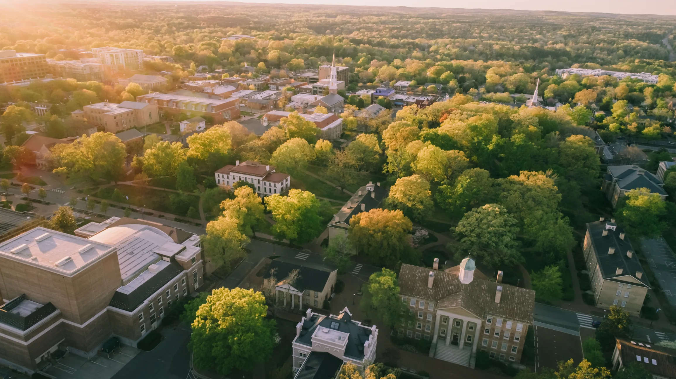 Aerial overview of North Carolina town