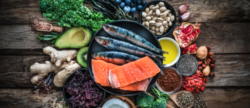 healthy food spread on a wooden table