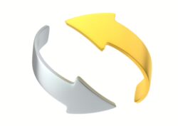 Yellow and gray arrows pointing in a circle symbolizing the addiction replacement cycle