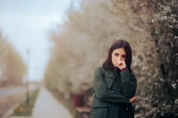 Woman feeling down due to seasonal affective disorder