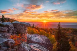 as-viewed-from-the-bear-rocks-area-of-the-dolly-sods-wilderness-the-sun-rises-over-a-mountain-ridge-in-the-highlands-of-west-virginia-stockpack-gettyimages As viewed from the Bear Rocks area of the Dolly Sods Wilderness, the sun rises over a mountain ridge in the highlands of West Virginia.