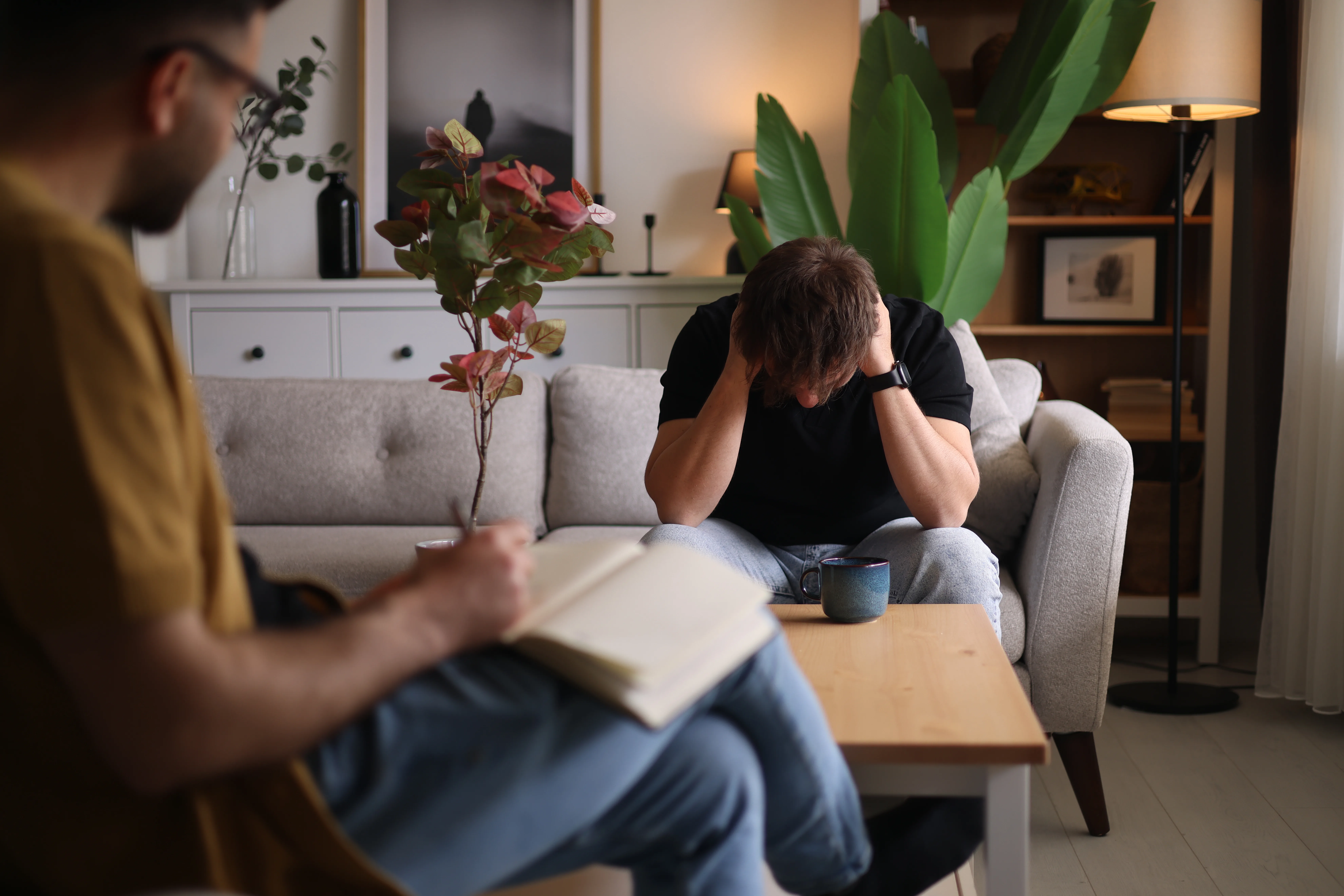 therapist meets with patient about depression and burnout